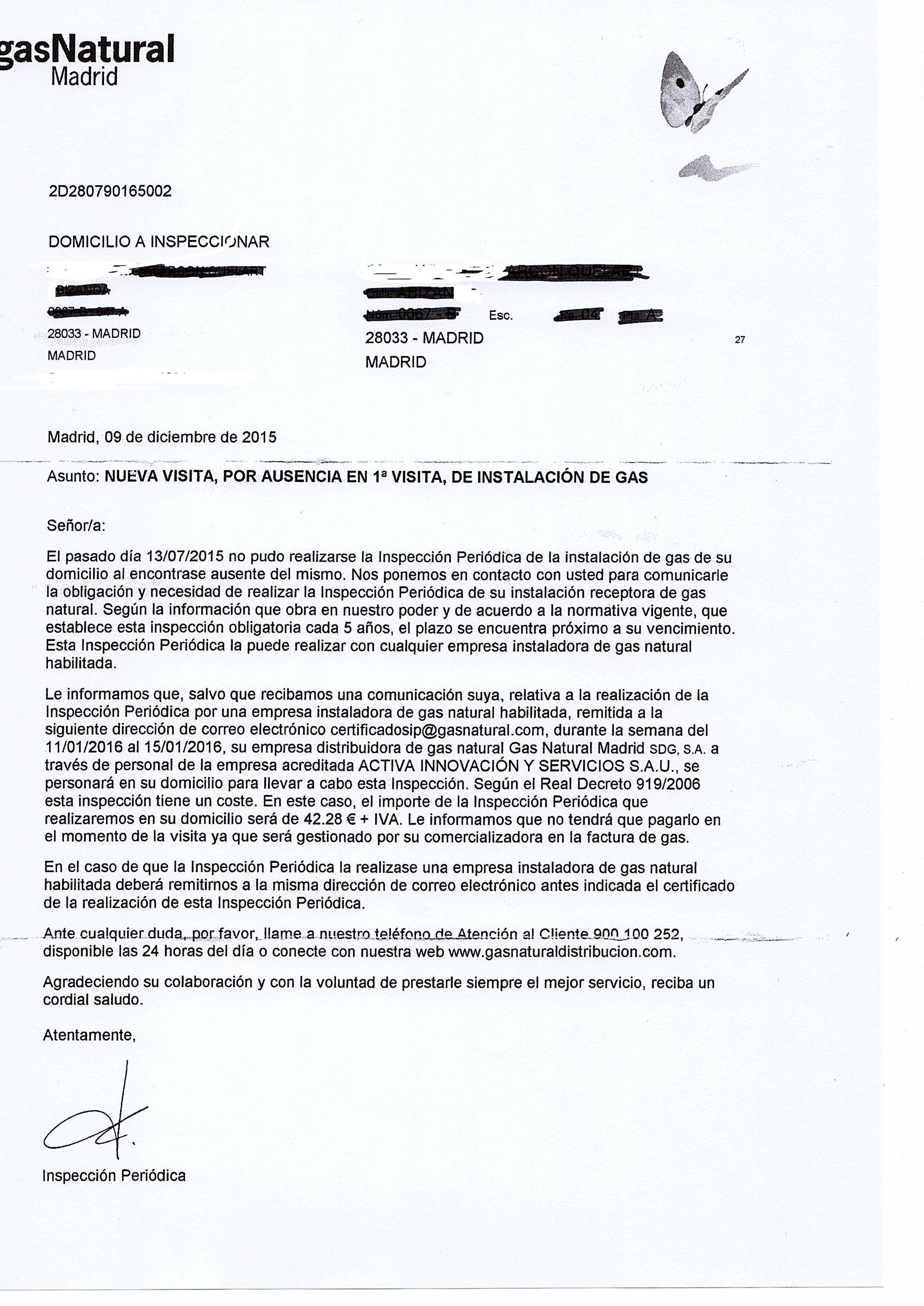 carta visita inspeccion